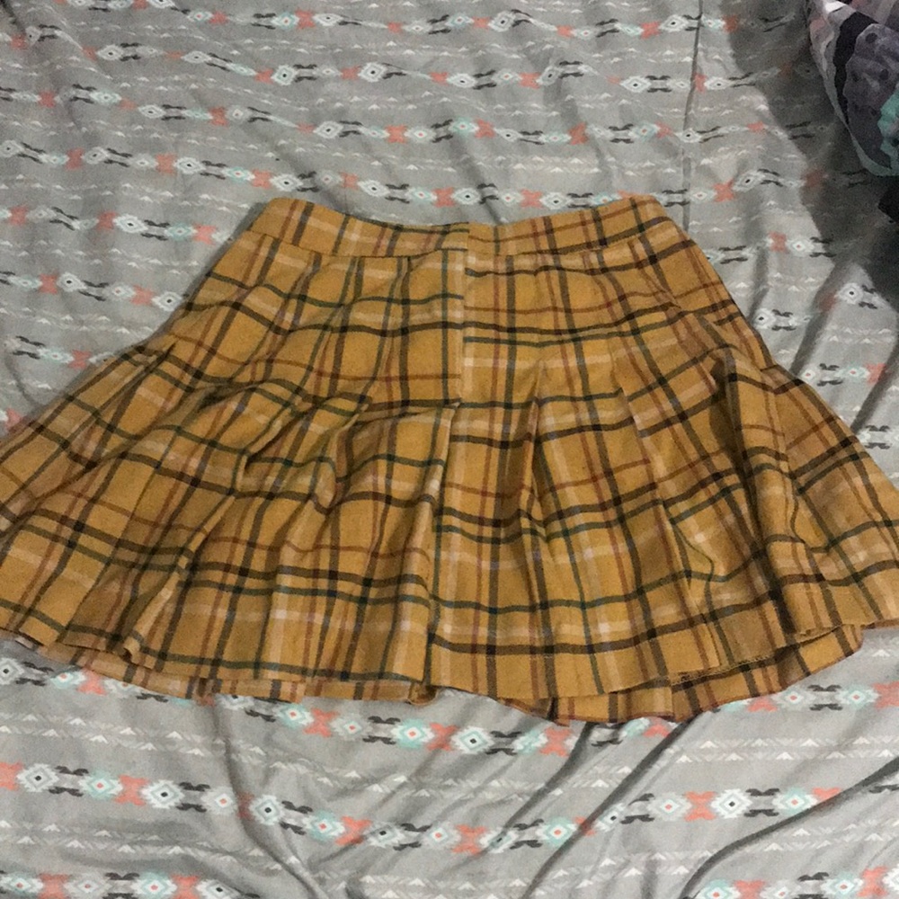 Forever 21 Plaid Yellow Skirt Size S